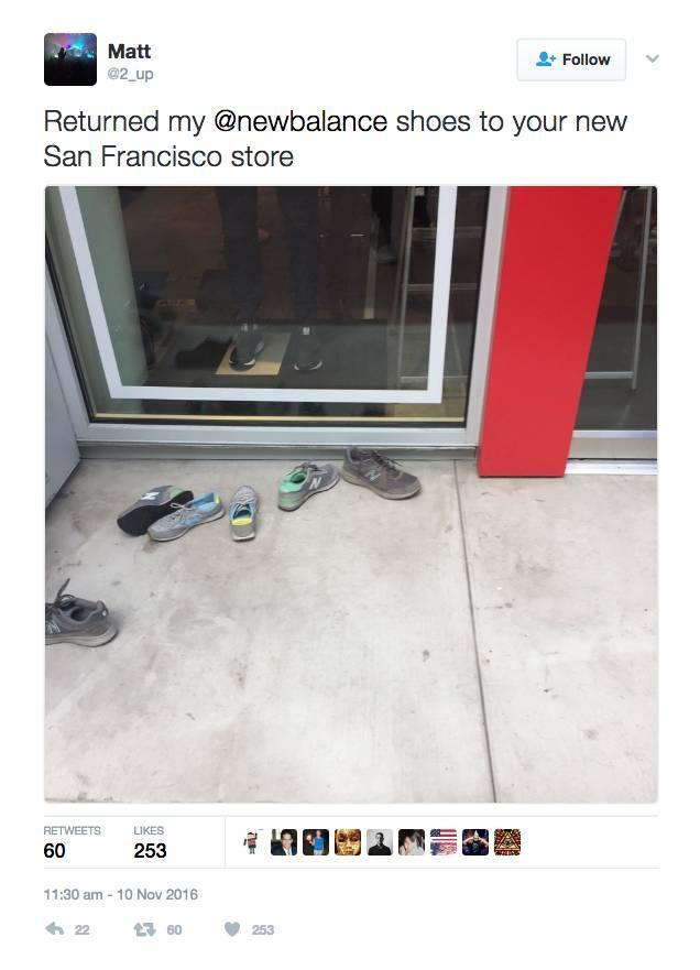 A tweet from one of the outraged New Balance customers.