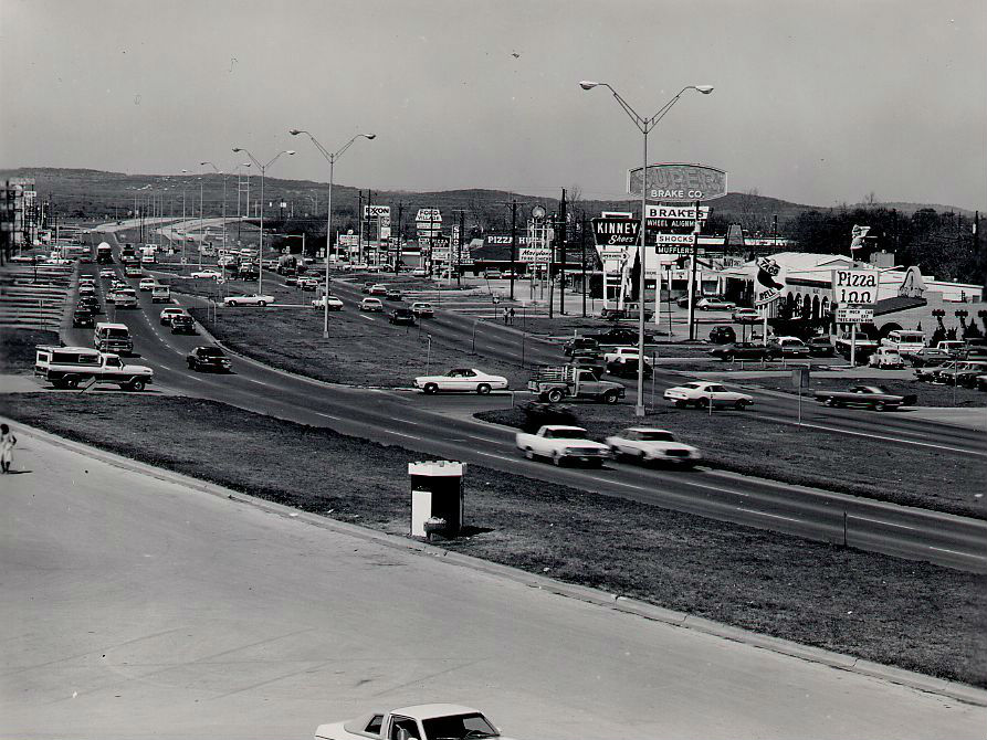 A photograph of Ben White highway in South Austin, April 1977.