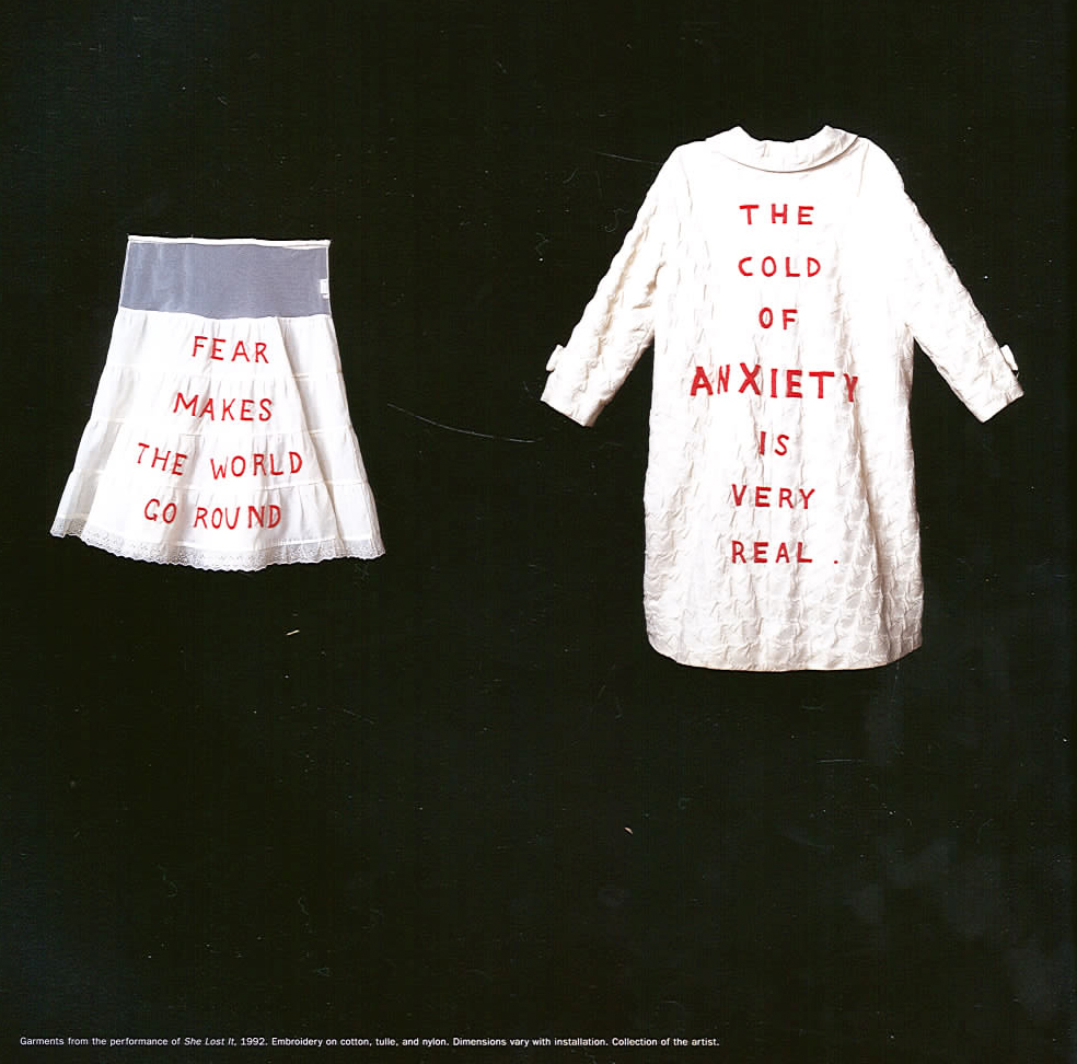 Garments created by Louise Bourgeois for her 1992 performance 'She Lost It' at the Fabric Workshop and Museum in Philadelphia, Pennsylvania. 
