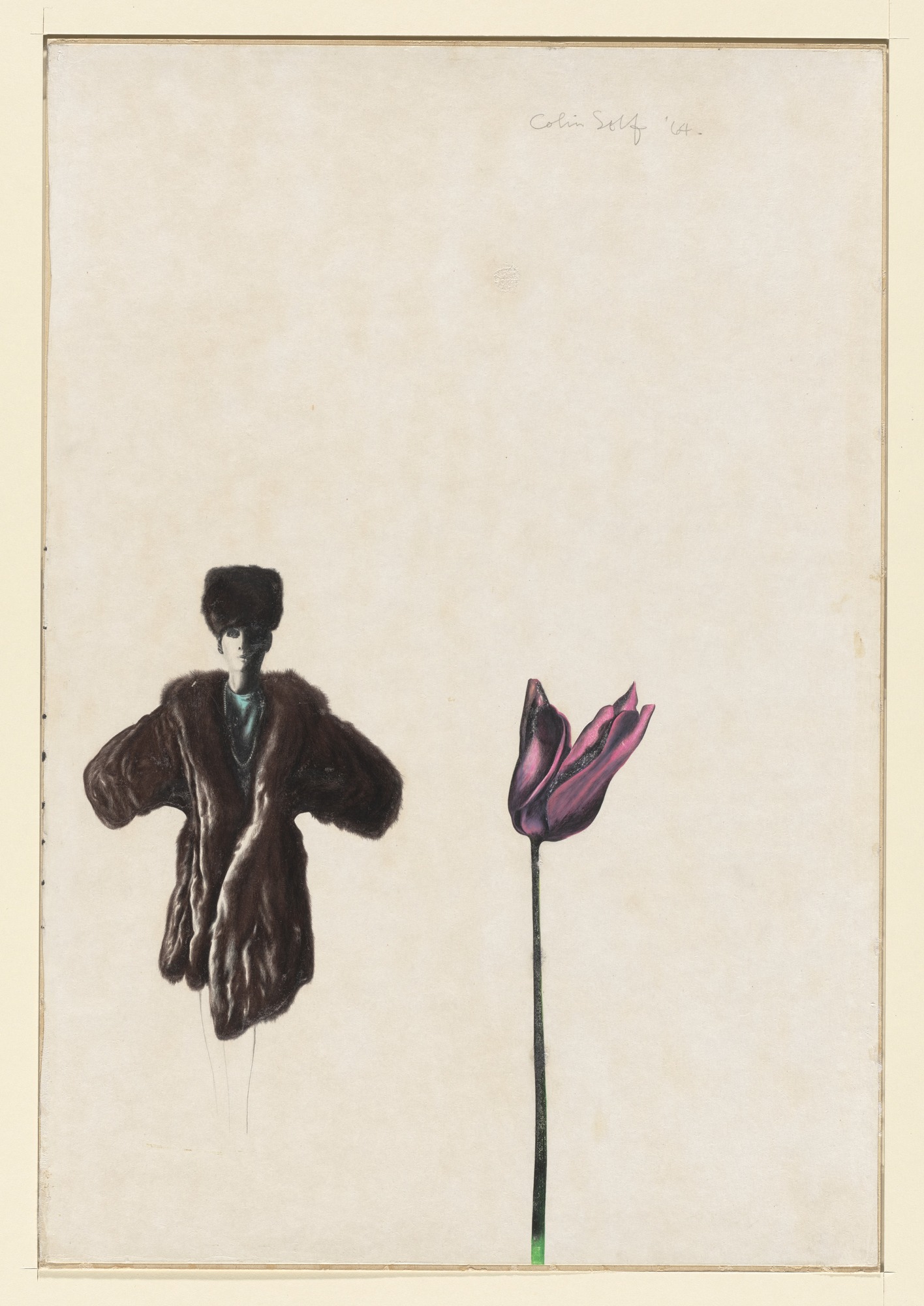  "Woman in a Fur Coat and Tulip," 1964, Colin Self. Courtesy of the Museum of Modern Art. 